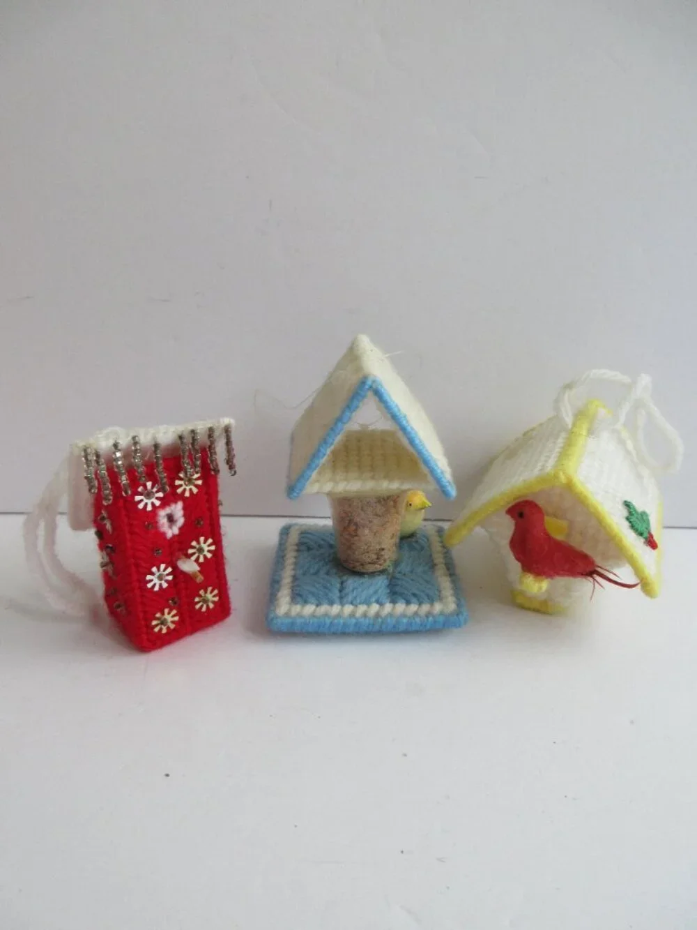 31 Plastic Canvas Handmade 3D Needlepoint Christmas Ornaments 1